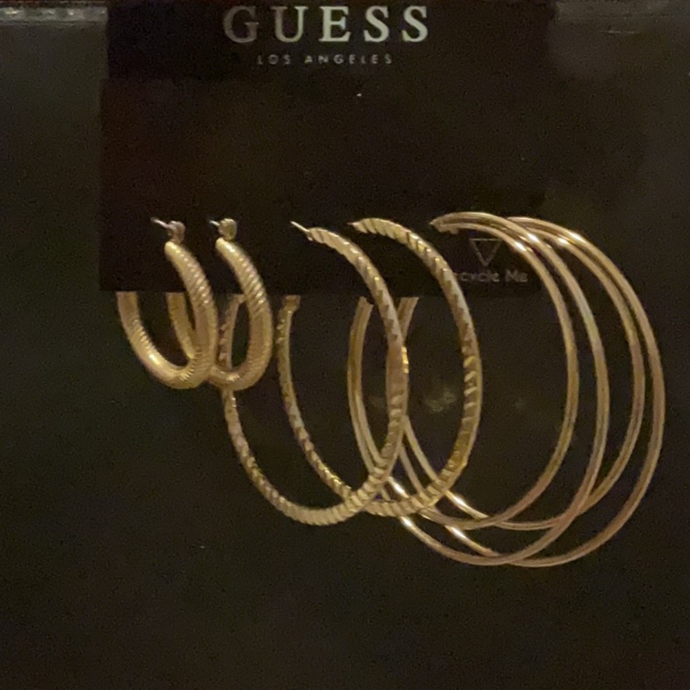 Guess Shimmering Gold Hoop Earrings Collection